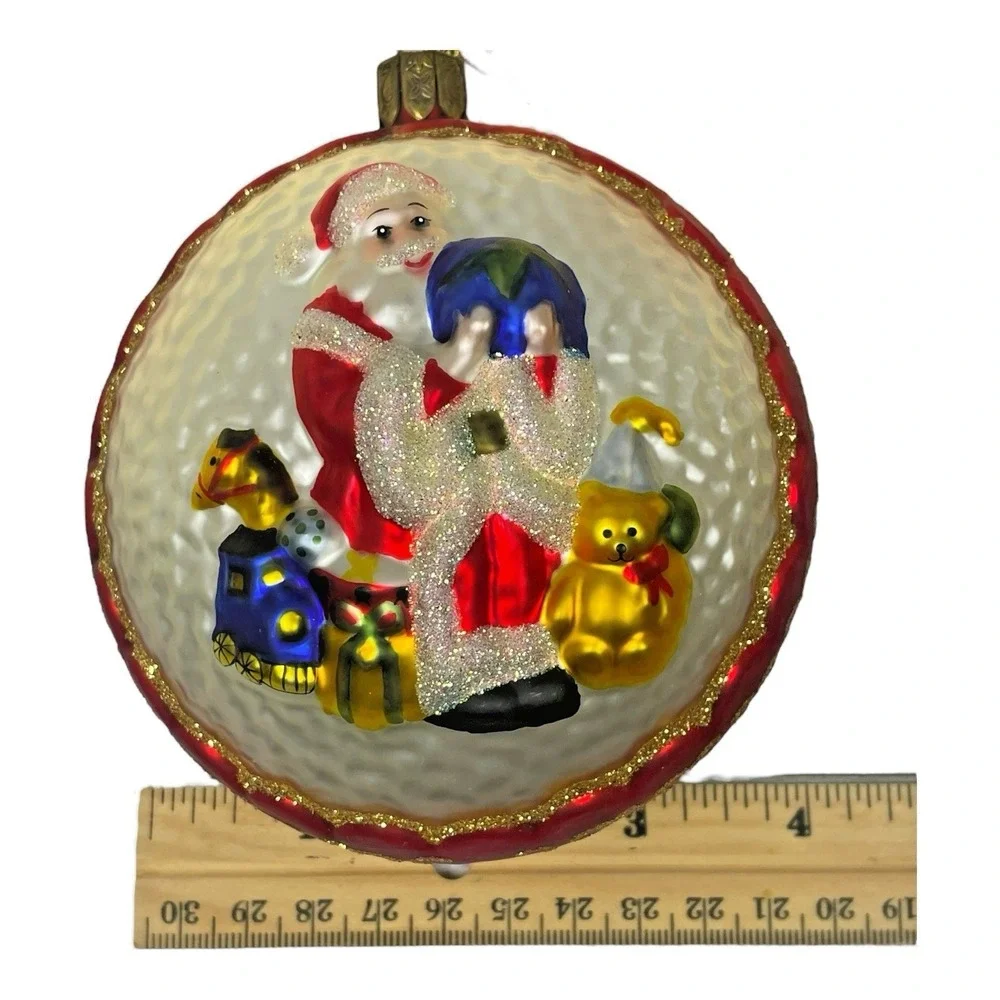 Waterford Holiday Heirlooms Santa Claus Glass Ball Ornament Red Ribbon‎ 2003 VTG
